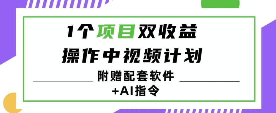 1个项目双收益？操作中视频计划1天最高3100+收益？（附赠配套软件+AI指令）-小鹏项目网
