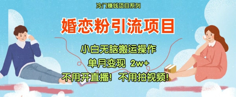 小红书婚恋粉引流，不用开直播，不用拍视频，不用做交付【揭秘】-小鹏项目网