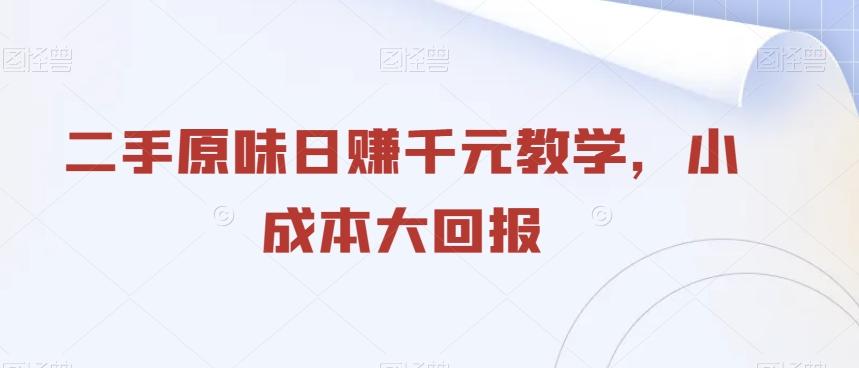 二手原味日赚千元教学，小成本大回报-小鹏项目网