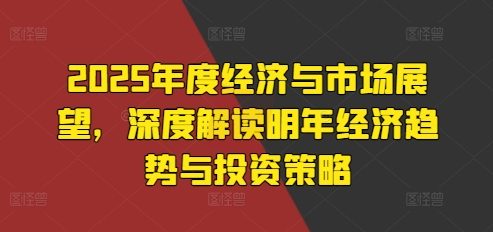 2025年度经济与市场展望，深度解读明年经济趋势与投资策略-小鹏项目网