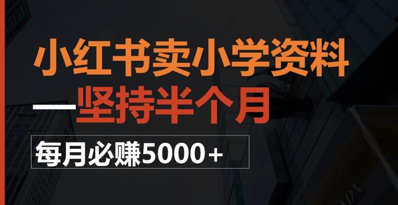 小红书卖小学资料，一坚持半个月，每月必赚5000+-小鹏项目网