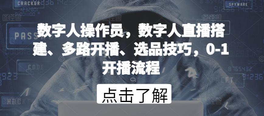 数字人操作员，数字人直播搭建、多路开播、选品技巧，0-1开播流程-小鹏项目网