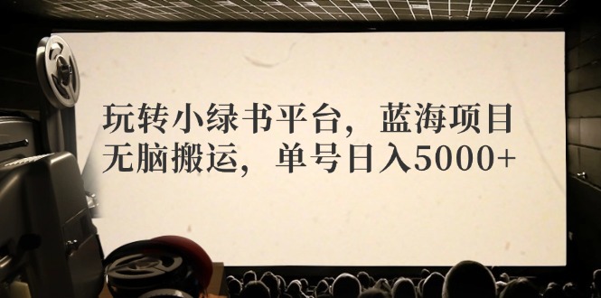 玩转小绿书平台，蓝海项目，无脑搬运，单号日入5000+-小鹏项目网