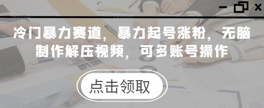 冷门暴力赛道，暴力起号涨粉，无脑制作解压视频，可多账号操作-小鹏项目网