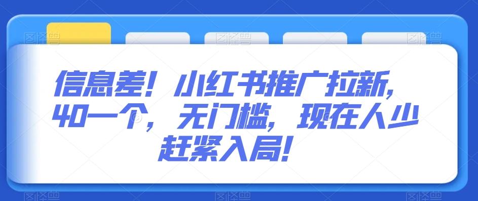 信息差！小红书推广拉新，40一个，无门槛，现在人少赶紧入局！-小鹏项目网