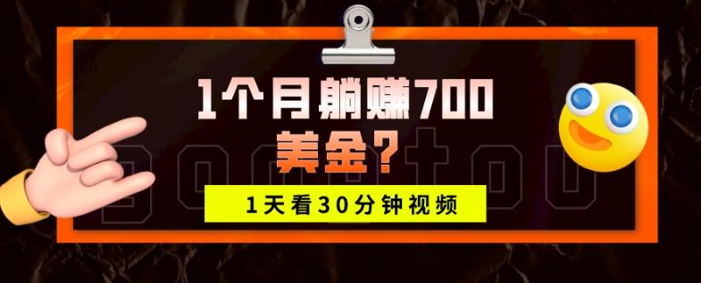 1天看30分钟视频，1个月躺赚700美金？-小鹏项目网
