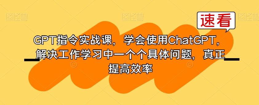 GPT指令实战课，学会使用ChatGPT，解决工作学习中一个个具体问题，真正提高效率-小鹏项目网