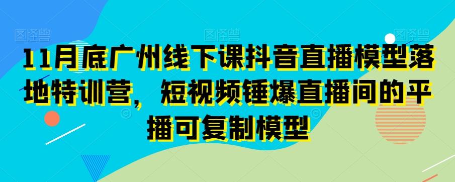 11月底广州线下课抖音直播模型落地特训营，短视频锤爆直播间的平播可复制模型-小鹏项目网
