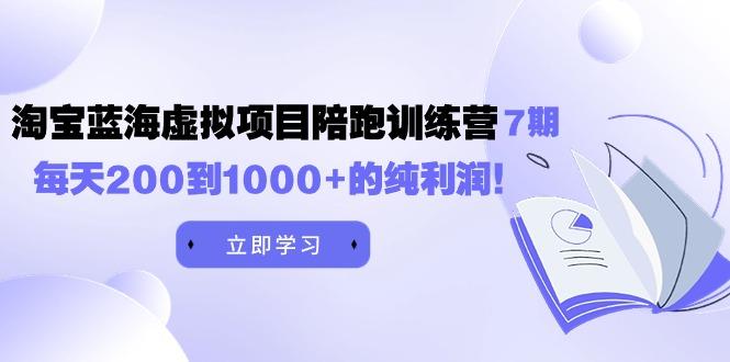 (9541期)黄岛主《淘宝蓝海虚拟项目陪跑训练营7期》每天200到1000+的纯利润-小鹏项目网