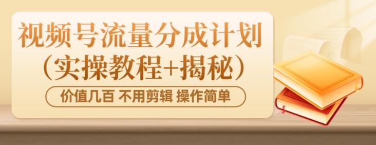 价值几百上千不用剪辑简单操作视频号流量分成计划（实操教程+揭秘）-小鹏项目网