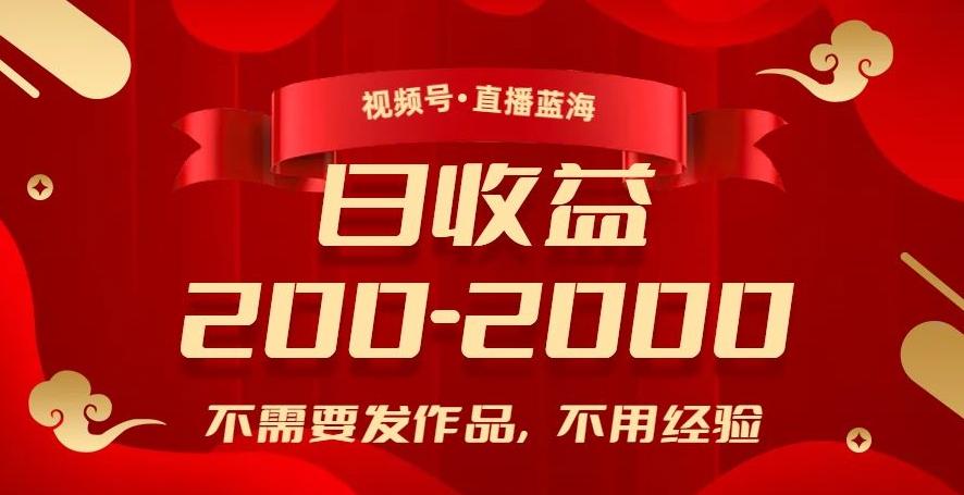 视频号直播蓝海，不需要发作品，不用经验，日入200-2000+【揭秘】-小鹏项目网