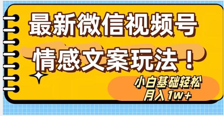 微信视频号情感文案最新玩法，小白轻松月入1万+无脑搬运【揭秘】-小鹏项目网