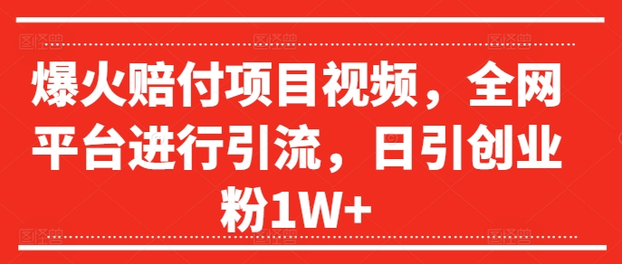 爆火赔付项目视频，全网平台进行引流，日引创业粉1W+【揭秘】-小鹏项目网