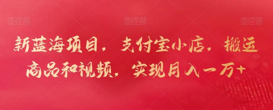 新蓝海项目，支付宝小店，搬运商品和视频，实现月入一万+【揭秘】-小鹏项目网
