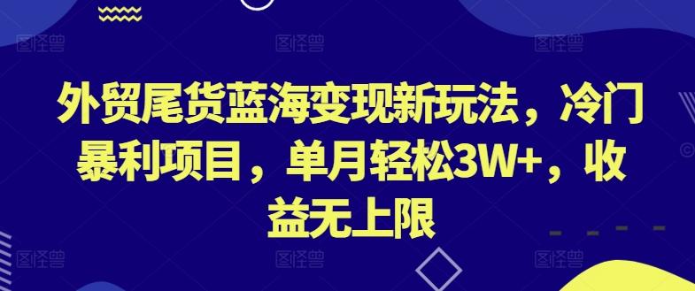 外贸尾货蓝海变现新玩法，冷门暴利项目，单月轻松3W+，收益无上限【揭秘】-小鹏项目网