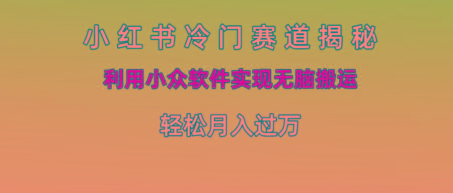 小红书冷门赛道揭秘,利用小众软件实现无脑搬运，轻松月入过万-小鹏项目网