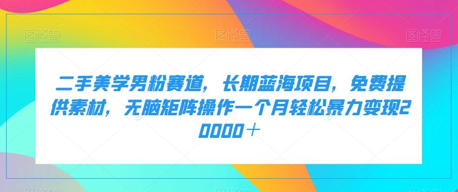 二手美学男粉赛道，长期蓝海项目，无脑矩阵操作一个月轻松暴力变现20000＋-小鹏项目网