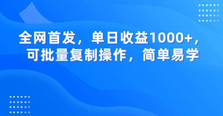 全网首发，单日收益1000+，可批量复制操作，简单易学【揭秘】-小鹏项目网