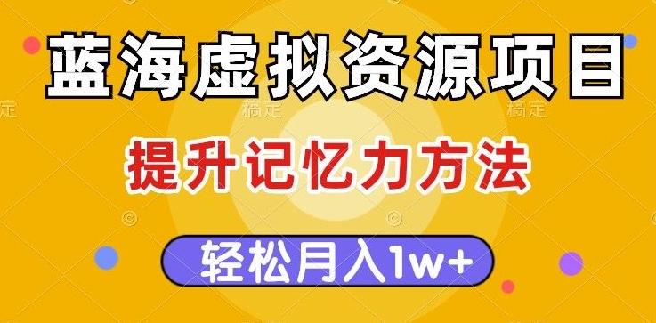 蓝海虚拟资源项目，提升记忆力方法，多种变现方式，轻松月入1w+【揭秘】-小鹏项目网