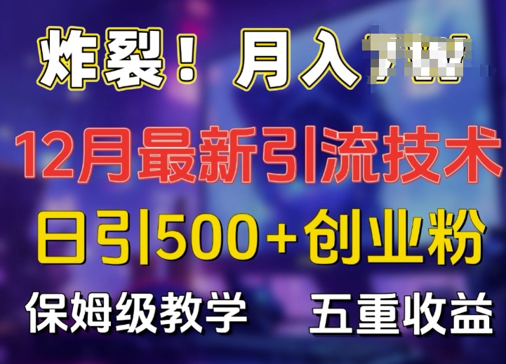 炸裂!揭秘12月最新日引流500+精准创业粉，多重收益保姆级教学-小鹏项目网
