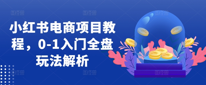 小红书电商项目教程，0-1入门全盘玩法解析-小鹏项目网
