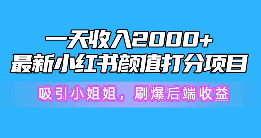 一天收入2000+，最新小红书颜值打分项目，吸引小姐姐，刷爆后端收益-小鹏项目网