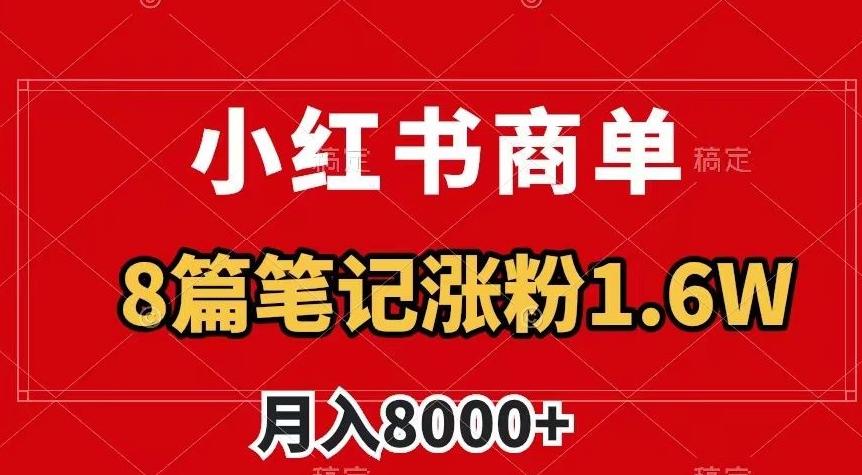 小红书商单最新玩法，8篇笔记涨粉1.6w，作品制作简单，月入8000+【揭秘】-小鹏项目网