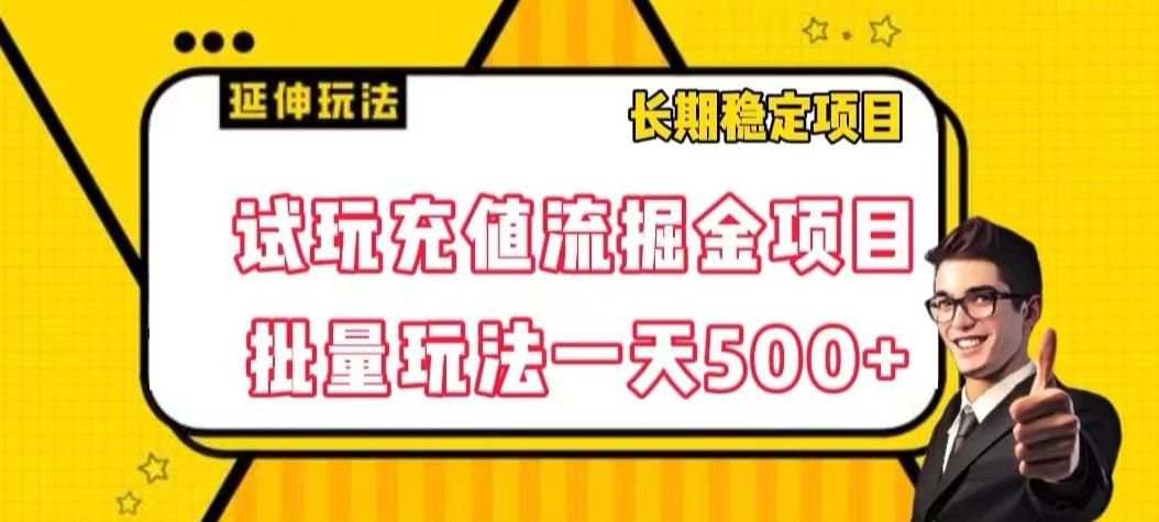 试玩充值流掘金项目，批量矩阵玩法一天500+【揭秘】-小鹏项目网