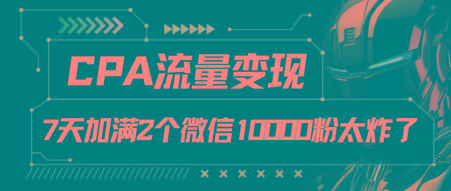 CPA流量变现，7天加满两个微信10000粉-小鹏项目网