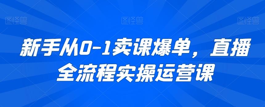 新手从0-1卖课爆单，直播全流程实操运营课-小鹏项目网