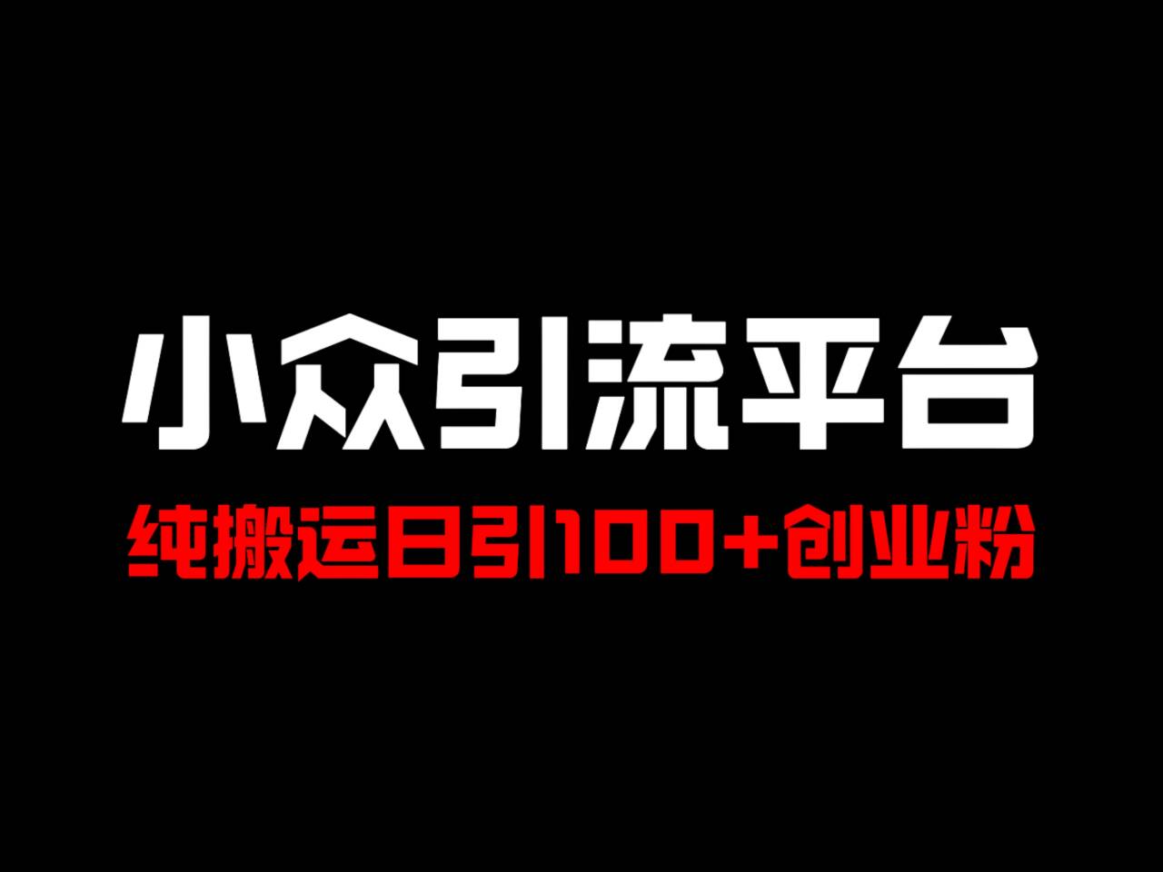 冷门引流平台，纯搬运日引100+高质量年轻创业粉！-小鹏项目网