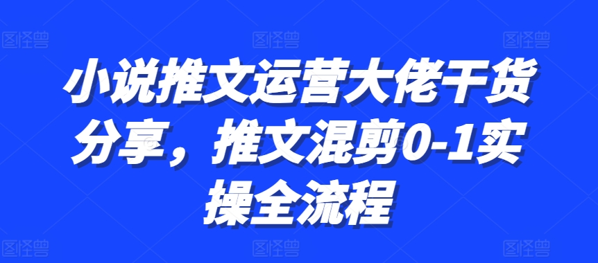 小说推文运营大佬干货分享，推文混剪0-1实操全流程-小鹏项目网