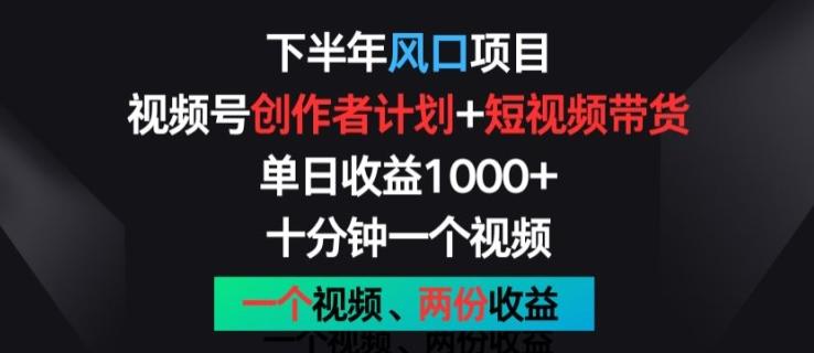 下半年风口项目，视频号创作者计划+视频带货，一个视频两份收益，十分钟一个视频【揭秘】-小鹏项目网