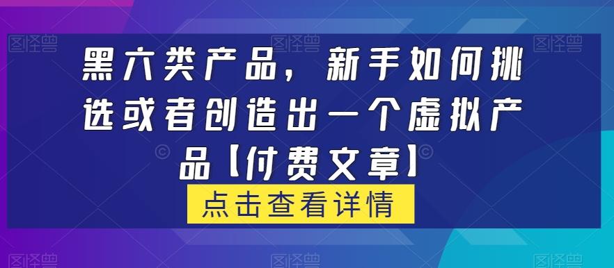 黑六类虚拟产品，新手如何挑选或者创造出一个虚拟产品【付费文章】-小鹏项目网