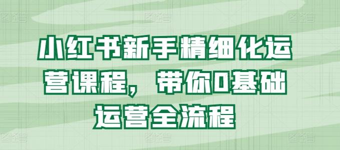 小红书新手精细化运营课程，带你0基础运营全流程-小鹏项目网