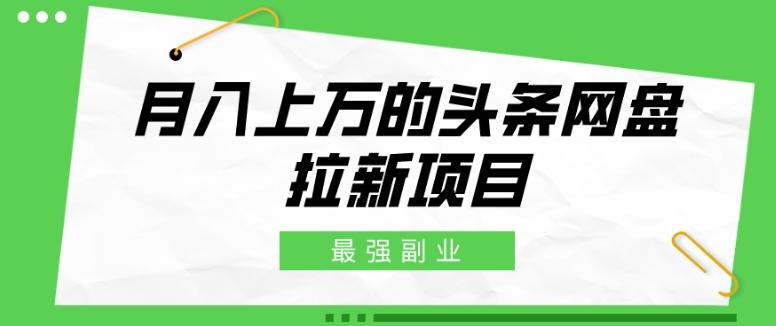 最强副业，月入上万的头条网盘拉新项目，小白新手轻松上手-小鹏项目网