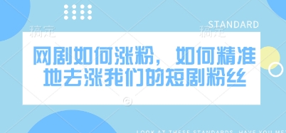 网剧如何涨粉，如何精准地去涨我们的短剧粉丝-小鹏项目网
