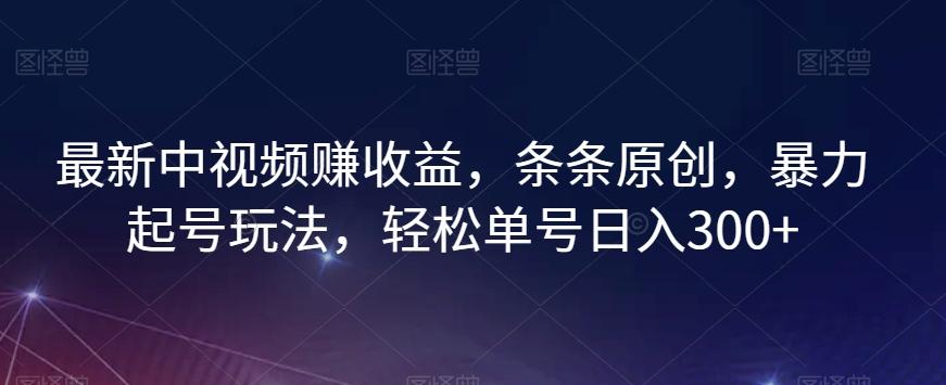 最新中视频赚收益，条条原创，暴力起号玩法，轻松单号日入300+【揭秘】-小鹏项目网