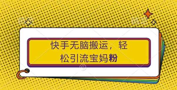 快手无脑搬运，轻松引流宝妈粉，纯小白轻松上手【揭秘】-小鹏项目网