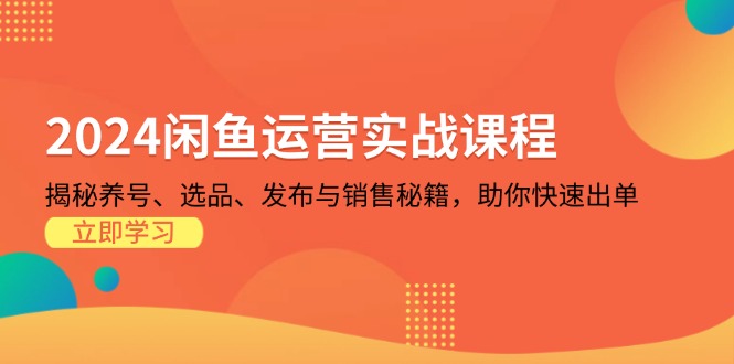 2024闲鱼运营实战课程：揭秘养号、选品、发布与销售秘籍，助你快速出单-小鹏项目网
