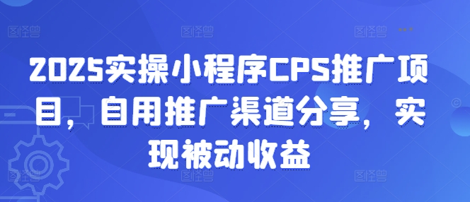 2025实操小程序CPS推广项目，自用推广渠道分享，实现被动收益-小鹏项目网