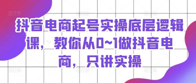 抖音电商起号实操底层逻辑课，教你从0~1做抖音电商，只讲实操-小鹏项目网