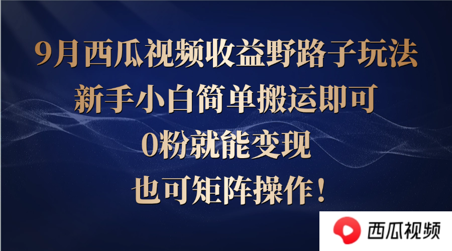 西瓜视频收益野路子玩法，新手小白简单搬运即可，0粉就能变现，也可矩…-小鹏项目网