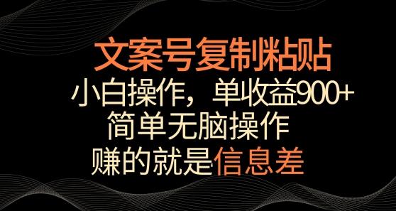 文案号掘金，简单复制粘贴，小白操作，单作品收益900+【揭秘】-小鹏项目网