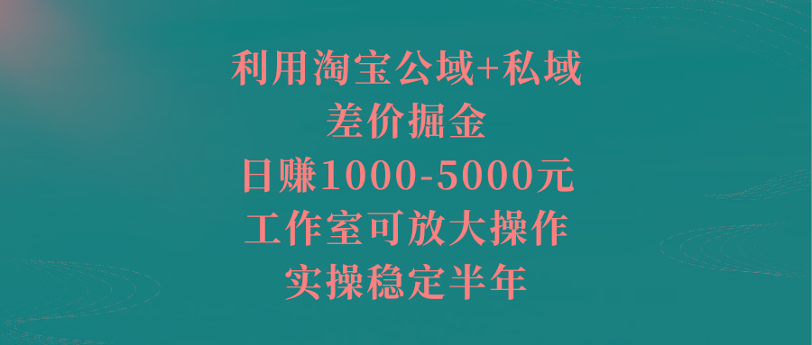 利用淘宝公域+私域差价掘金，日赚1000-5000元，工作室可放大操作，实操…-小鹏项目网