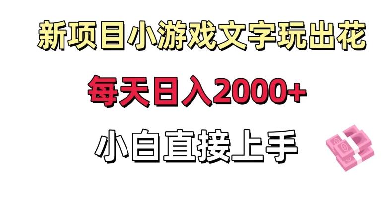 新项目小游戏文字玩出花日入2000+，每天只需一小时，小白直接上手【揭秘】-小鹏项目网