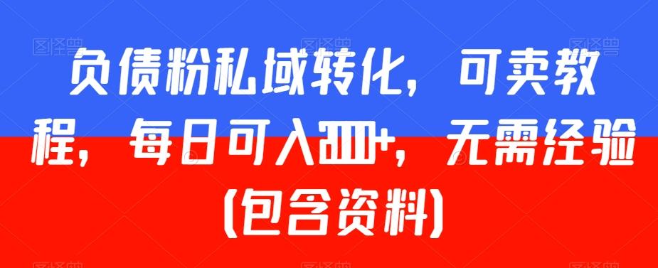 负债粉私域转化，可卖教程，每日可入2000+，无需经验（包含资料）【揭秘】-小鹏项目网