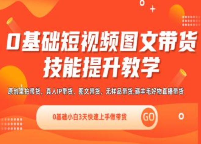 0基础短视频图文带货实操技能提升教学(直播课+视频课),0基础小白3天快速上手做带货-小鹏项目网
