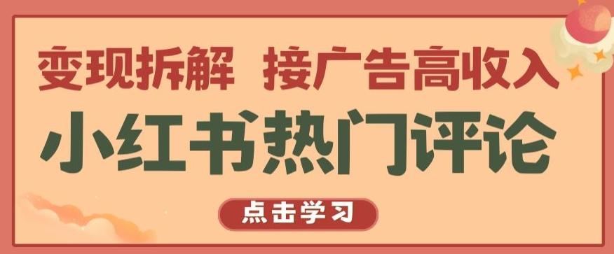 小红书热门评论，变现拆解，接广告高收入【揭秘 】-小鹏项目网