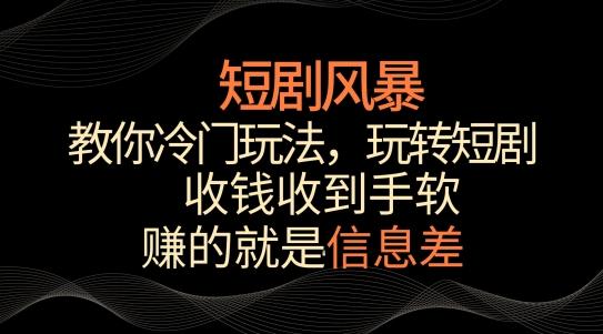 短剧风暴，教你冷门玩法，玩转短剧，收钱收到手软【揭秘】-小鹏项目网